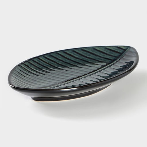 Блюдо сервировочное «Лист», керамика, 20×12.5 см, бирюзовое