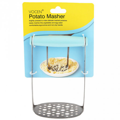 Картофелемялка из нержавеющей стали "Виртуоз" 15,5х10х7,3см, широкая пластмассовая ручка, на картоне (Китай)