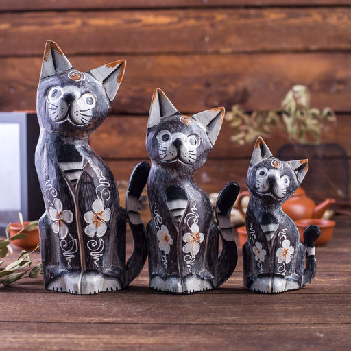 Сувенирный набор дерево "Кошки коричневые" (15,20,25) 15х8х25 см