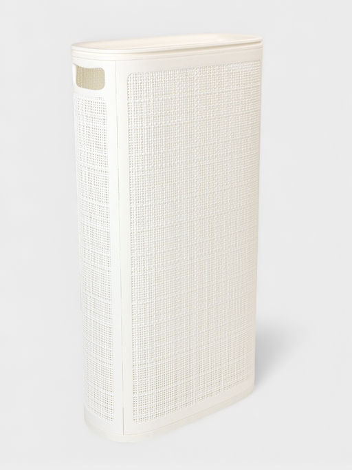 Плетёная корзина для белья с крышкой "Лён" 60л 43×20×80см, цвет белый