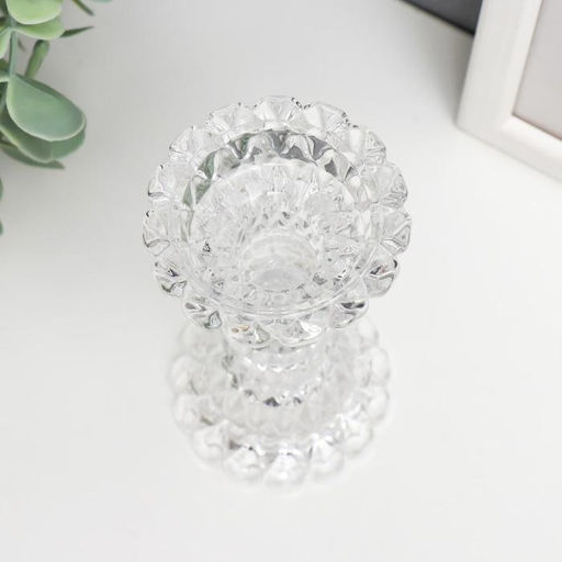 Стеклянный подсвечник на 1 свечу «Кристалл», прозрачный, 13×6×6 см