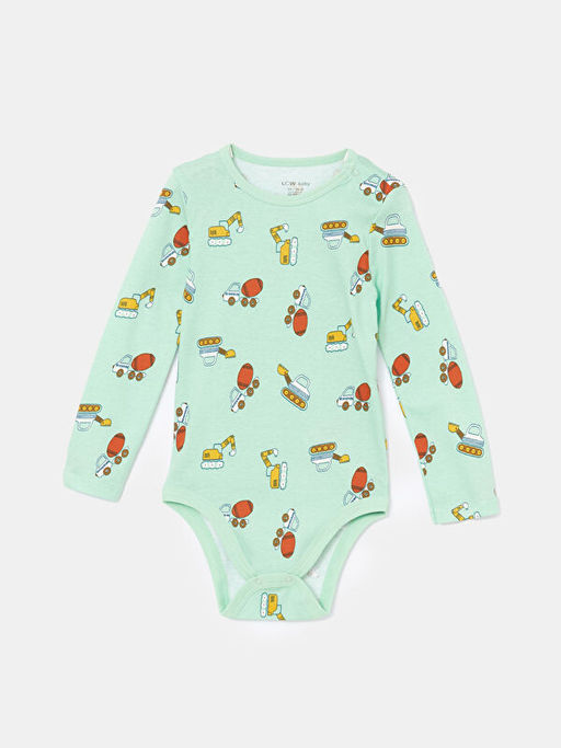 Bisiklet Yaka K?sa Kollu Bask?l? Erkek Bebek ??t??tl? Bodysuit 2li