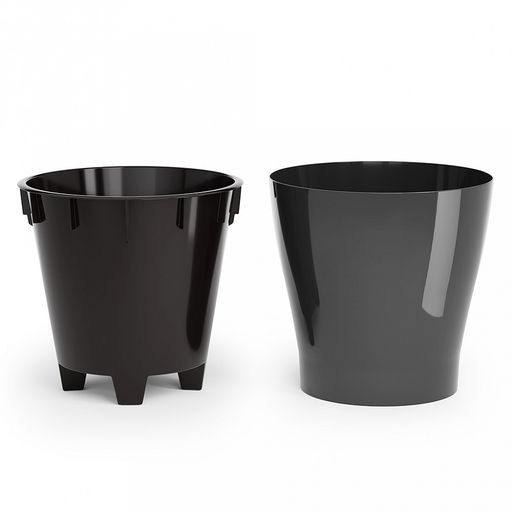 Горшок для цветов пластмассовый "Лея" 3,6л, д19см, h18,5см, со вставкой, с автополивом, графитовый (Россия)