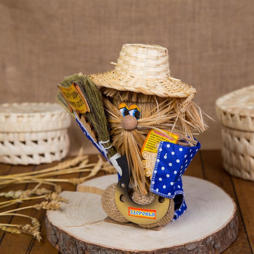 Фигурка-оберег «Домовой. Дед с метлой и подковой», 25×22×13 см, МИКС