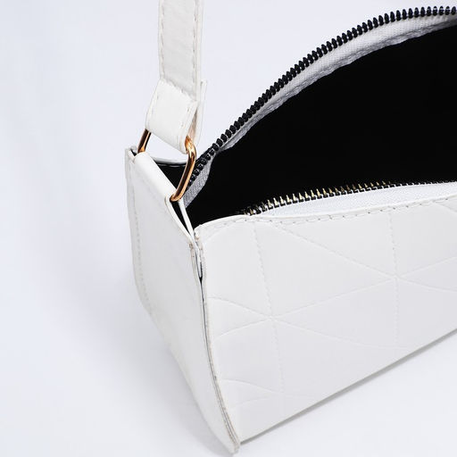 Сумка-багет на молнии, цвет белый - Simaland фото 5