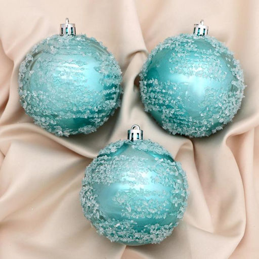 Ёлочные игрушки Джейн, шары новогодние, набор 3 шт., d=8 см, голубой