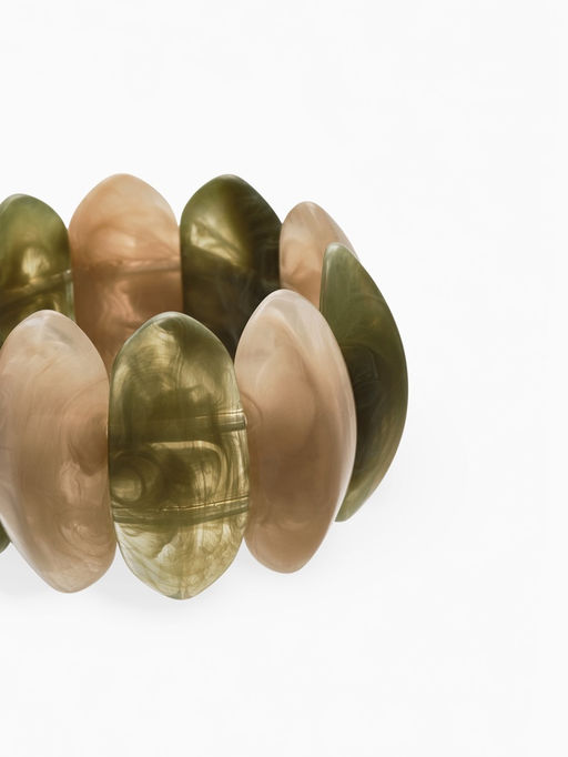 Браслет манжет акрил "Тренд", цвет бежево-злёный