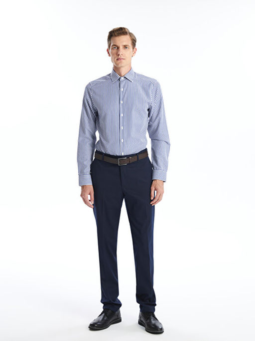 Slim Fit Uzun Kollu ?izgili Gabardin Erkek G?mlek - Waikiki фото 2