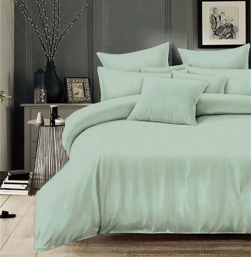 Простыня на резинке 180*200 см, сатин однотонный, борт 25 см (Зеленая пастель)