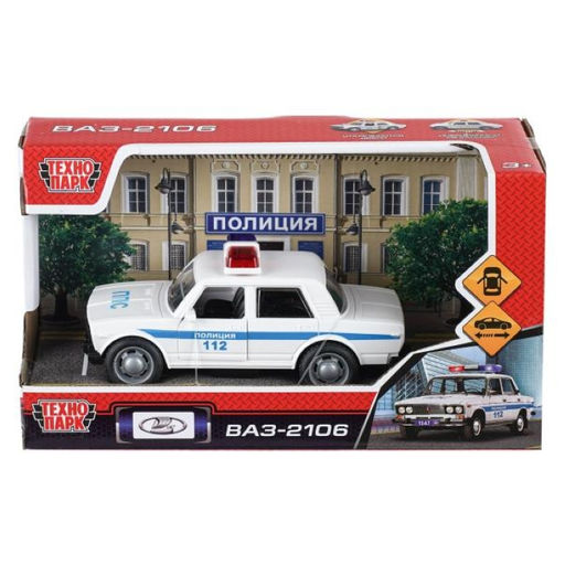 Машина пластик Lada 2106 13,5 см, инерц, двери, Полиция белый