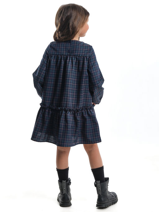 Платье для девочки клетка нарядная детская одежда малышам UD 7871 синяя клетка - Mini maxi фото 2