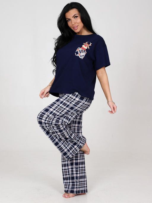 3021 ПИЖАМА БРЮКИ (Бежевая клетка) - А-дина фото 4