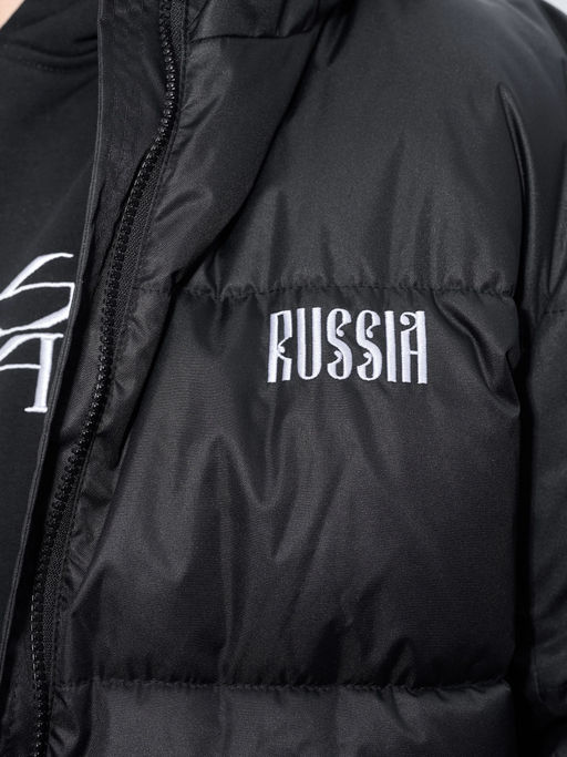 Пуховик мужской удлиненный "Russia" черный