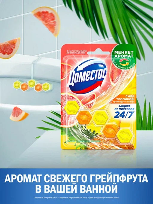 ДОМЕСТОС блок д/очищения унитаза 50гр Сила тропиков