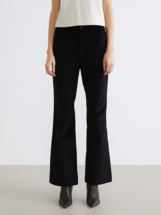 Dar Fit ?spanyol Pa?a Kad?n Kadife Pantolon