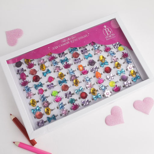 Цена за 100 шт. Кольцо «Выбражулька» радости, форма МИКС, цвет МИКС в серебре, безразмерное