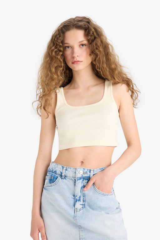 Fitted Kare Yaka Fitilli Ka_korse Crop Atlet - Defacto фото 4