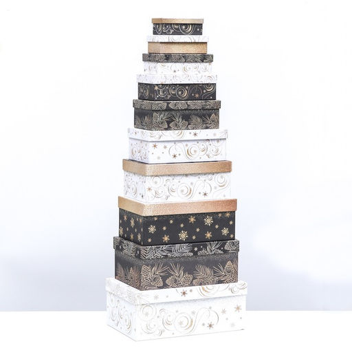 Набор подарочных новогодних коробок 10 в 1 «Счастья в Новом году», 30.5×20×13 - 12×6.5×4 см