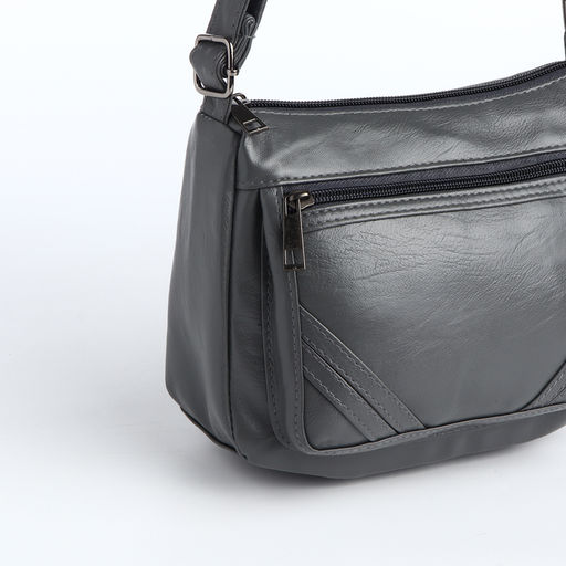 Сумка женская кросс-боди на молнии, 20×8.5×15 см, серая