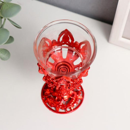 Подсвечник на 1 свечу «Наслаждение», пластик, стекло, красный, 10.5×6×6 см