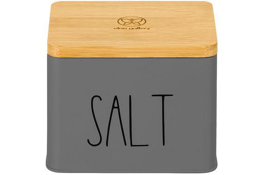 Емкость для хранения 1,5 л 14*11*11 см SALT с деревянной крышкой, темно-серая - Elan gallery фото 11
