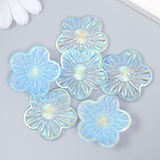 Декор для творчества пластик Цветок, голография перламутр, набор 6 шт., 3.5?3.5 см