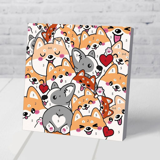 Картина по номерам для детей Корги, 15?15 см
