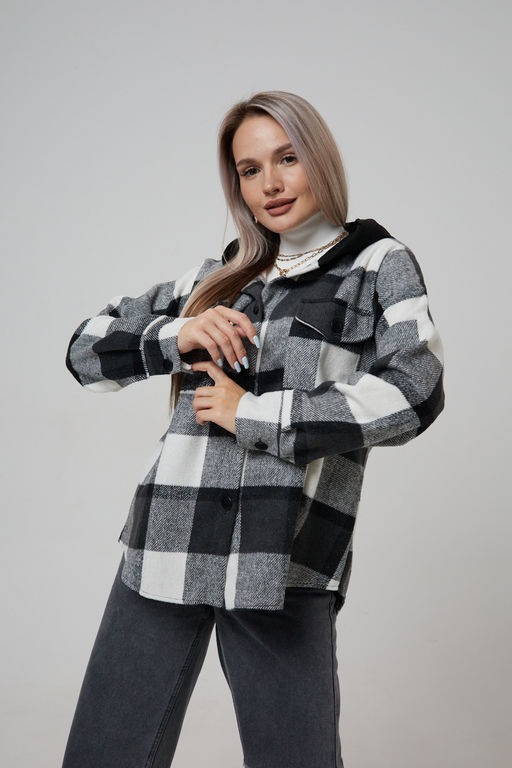 Рубашка женская в клетку с капюшоном РЖКК-01