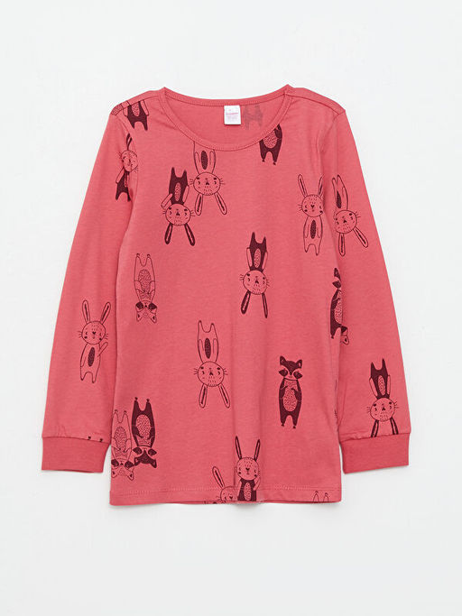 Bisiklet Yaka Bask?l? Uzun Kollu K?z ?ocuk Pijama Tak?m? - Waikiki фото 2