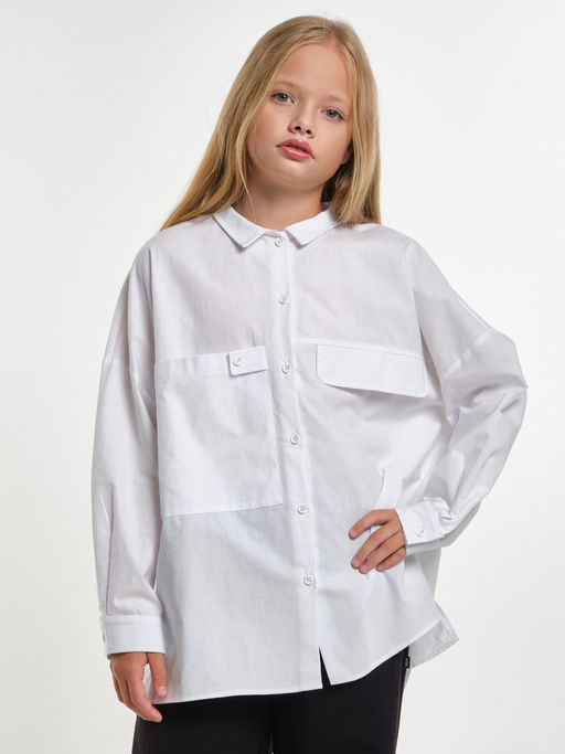 Рубашка для девочки подросткам школьная форма оверсайз UD 7953 белый - Mini maxi фото 11
