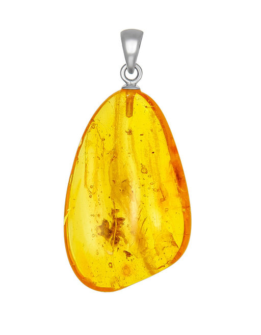 Небольшой кулон из цельного янтаря насыщенного лимонного цвета