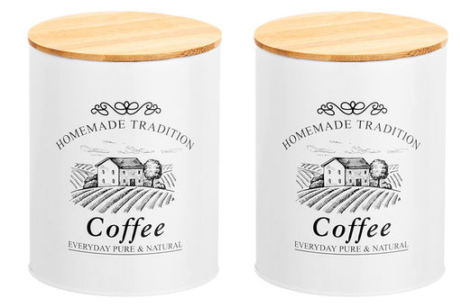 Набор 2 банок д/хранения 1,1 л 11*11*13,8 см "Coffee", с бамбук.крышками