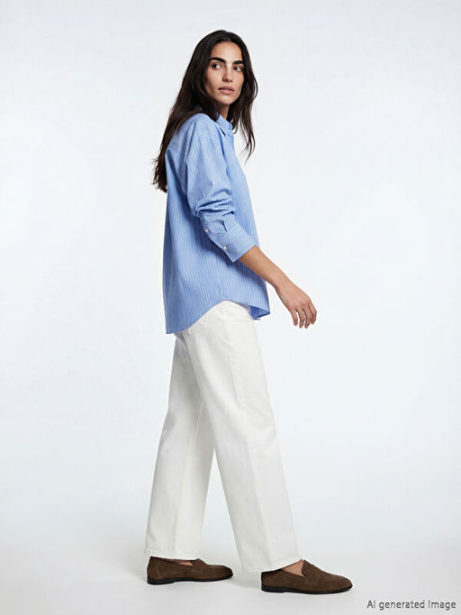 ?izgili Oversize Poplin Kad?n G?mlek