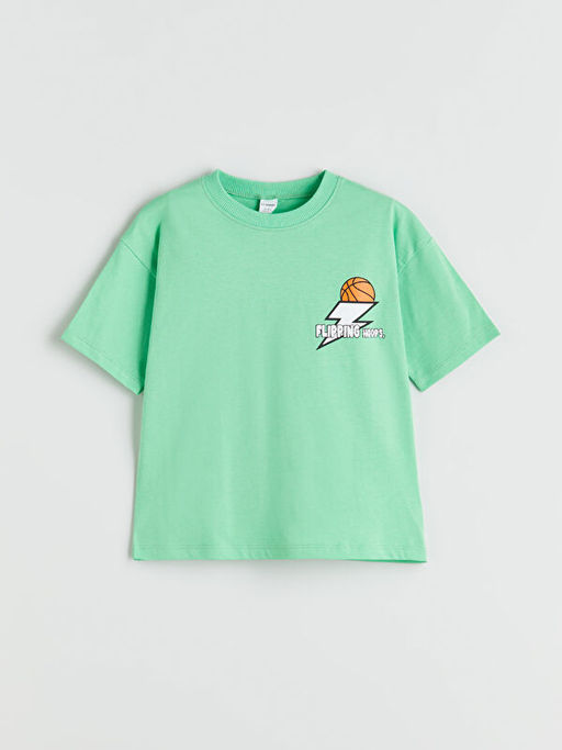 Bisiklet Yaka Bask?l? Erkek ?ocuk Ti??rt