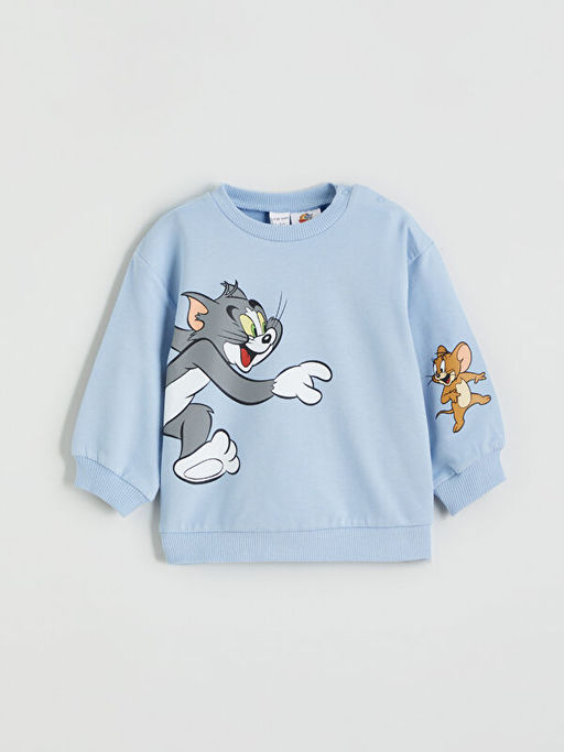 Tom ve Jerry Bask?l? Erkek Bebek Sweatshirt ve E?ofman Alt?