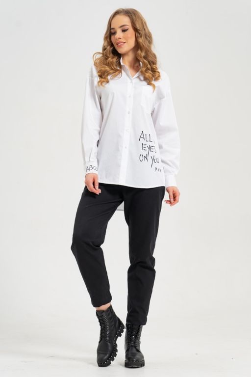 рубашка из тонкого хлопка в стиле OVERSIZE    с кокеткой на спине - А+б коллекция фото 8
