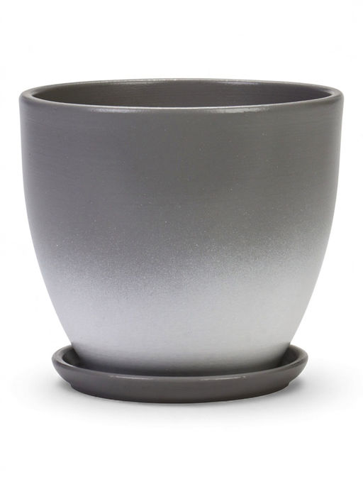 Горшок цветочный с поддоном 1,4 л, d15/h13 см серый керамика, "Туман" (М)