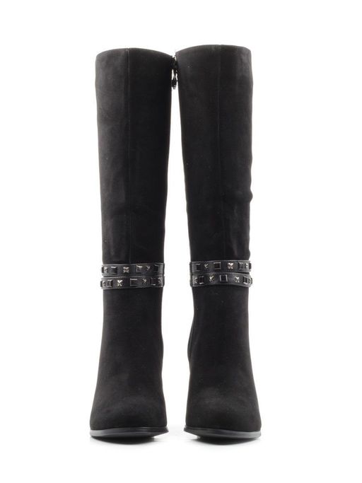 02-XH-Z374-14539-1R BLACK Сапоги демисезонные женские (натуральная замша, байка) - Фабричный китай фото 5