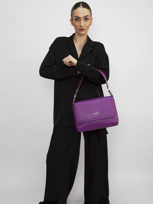 LACCOMA сумка Y1727-лаванда натуральная кожа хлопок