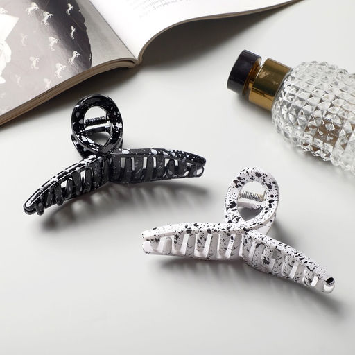 Цена за 12 шт. Крабик для волос «Пелагея», петля, 11 см, белый, чёрный