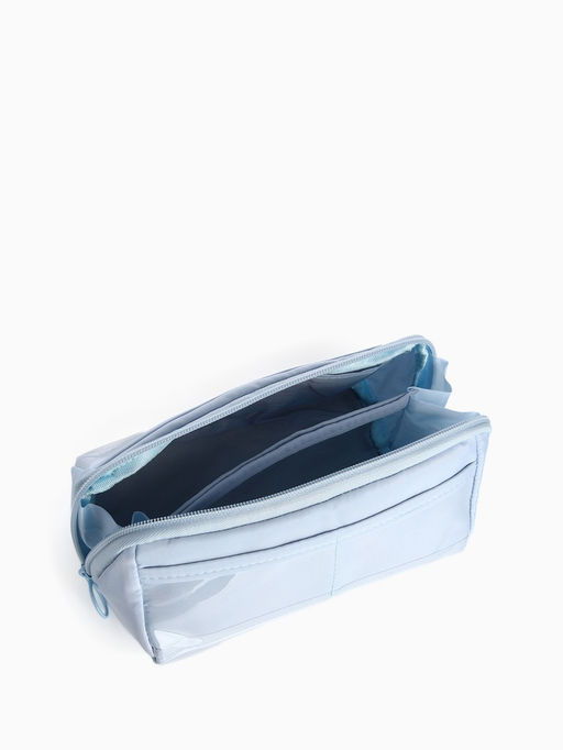 Косметичка на молнии, маленькая, с отделами, голубая