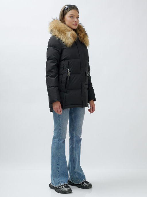 Куртка Бренд Visdeer ПРЕМИУМ КЛАССА зимняя с мехом ЕНОТА, черного цвета - Mtforce фото 4