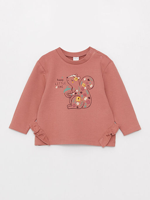 Bisiklet Yaka Uzun Kollu Bask?l? K?z Bebek Sweatshirt 2li - Waikiki фото 2