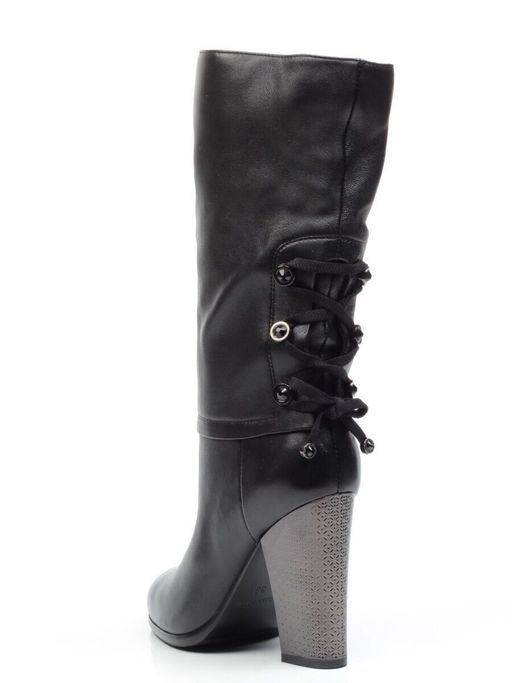 02-YF189-200M BLACK Полусапоги зимние женские (натуральная кожа, натуральный мех (еврозима)) - Фабричный китай фото 5