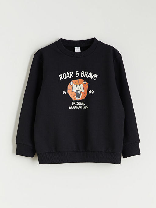 Aslan Bask?l? Erkek ?ocuk Sweatshirt