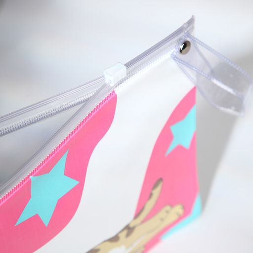 Цена за 2 шт. Косметичка для бассейна с застёжкая зип-лок, большая, принт Котик, прозрачная/розовая - Simaland фото 4