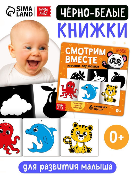 Книжки - гармошки картонные Смотрим вместе, набор 6 шт.