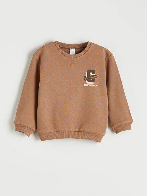 Bask?l? Erkek Bebek Sweatshirt