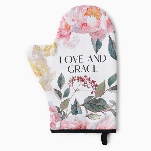 Кухонный набор подарочный «Этель» Love and grace: полотенце, варежка-прихватка, лопатка, венчик, губка