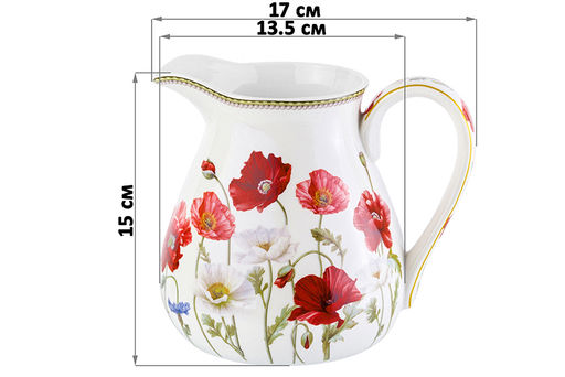 Кувшин 1,2 л 17*13,5*15 см "Маки" NEW BONE CHINA